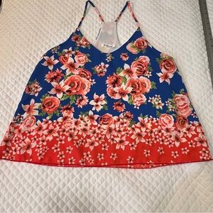 Million Bullpup Floral Camisole in Vibrant Blue and Red Women's Large